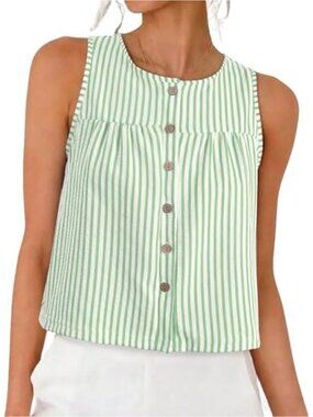 Women's Sleeveless Button Down Tank Top